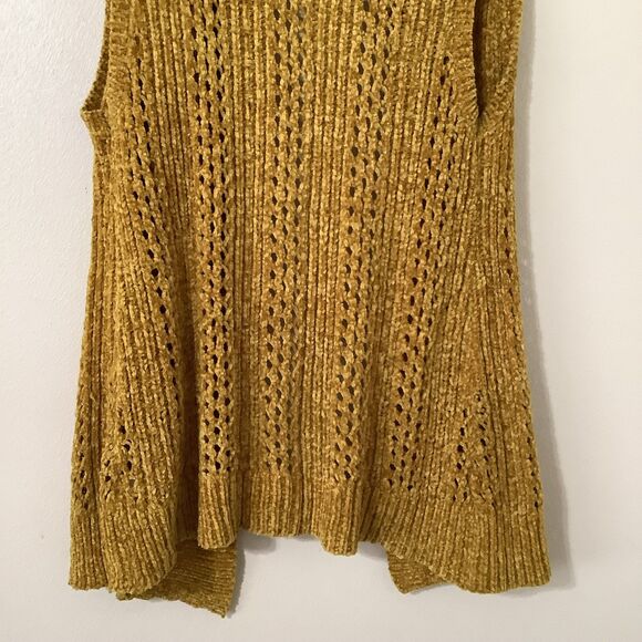 Mustard Yellow Chunky Knit Casual Autumn Fall Cozycore Comfy Open Vest XS - Picture 8 of 8
